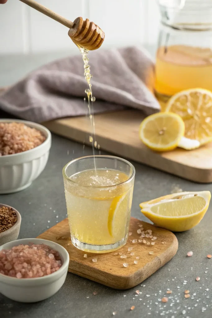 Optional honey and lemon slice for flavor